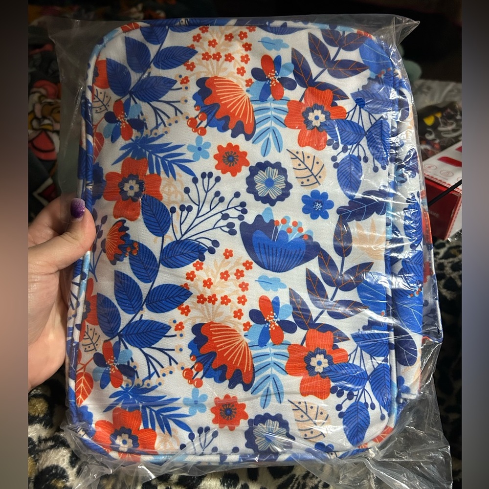 Large, Floral Blue and Orange bible case or tablet case